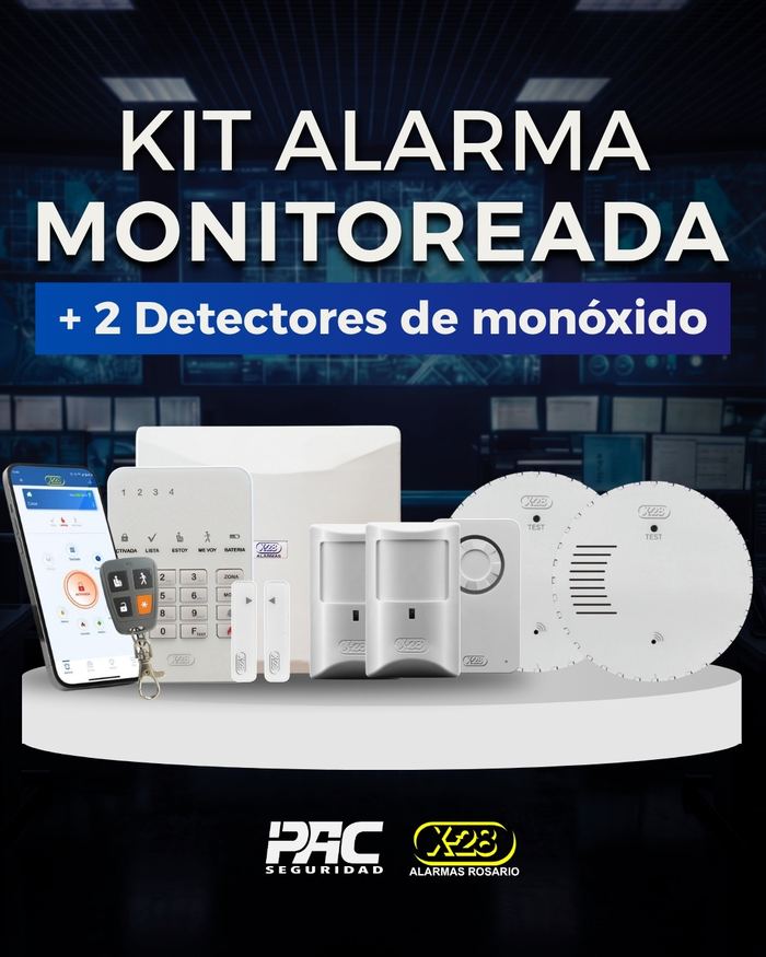 Kit Alarma Monitoreada + 2 Detectores de monóxido